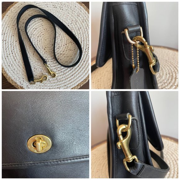 SOLD Vintage Coach Black Court Bag 9870, Coach Top Handle Bag, Coach Crossbody - Picture 10 of 14